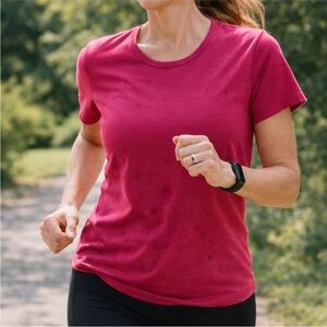 WoolX Liza Crewneck Merino Wool Classic Magenta Fushia Short Sleeve T shirt S